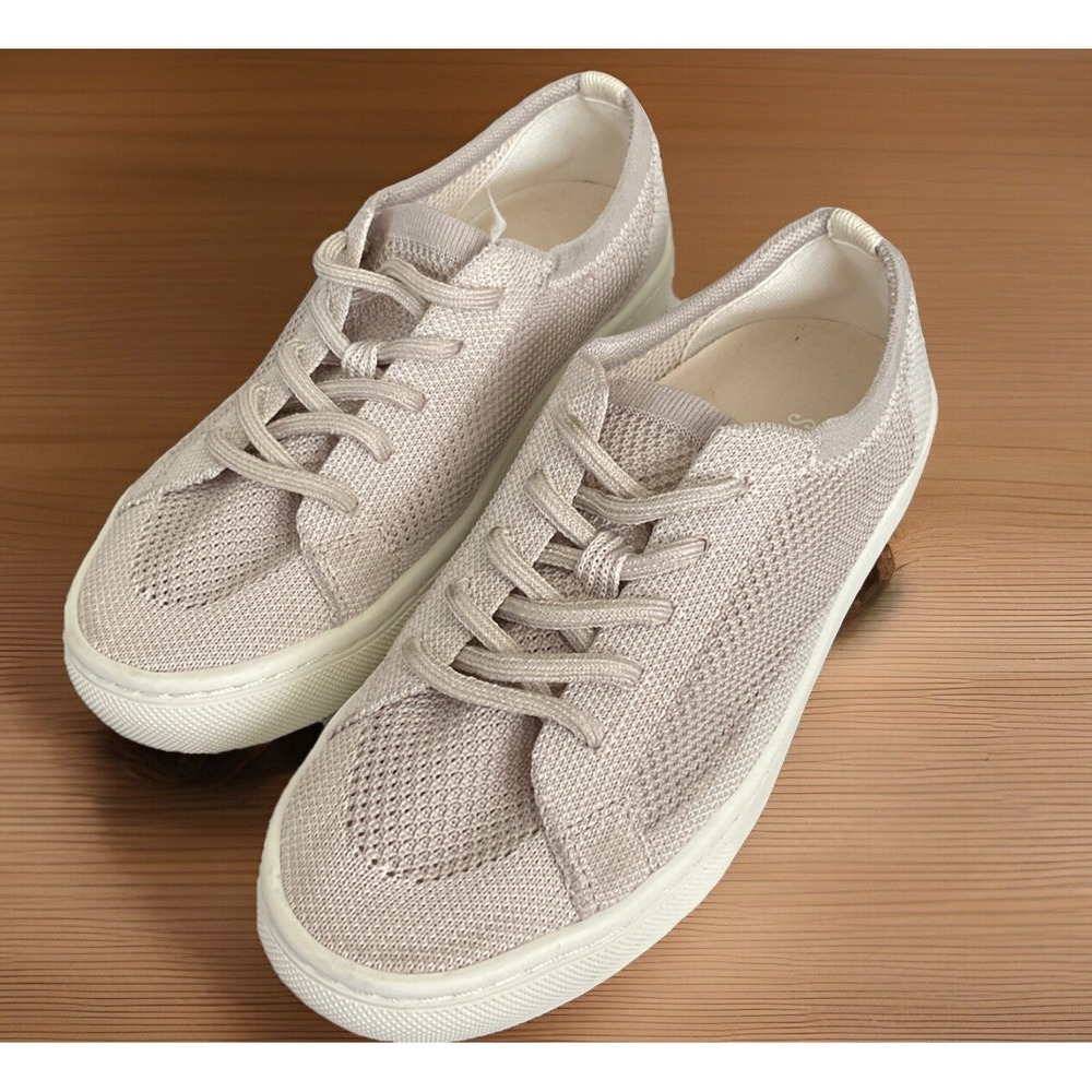 Soludos Ashore Mesh Low Top Sneakers Womens 5 Beige Chill Out Slip-On Casual